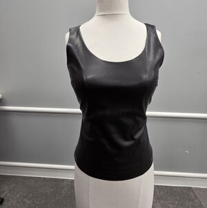 Theory Bedford Black Vegan Leather Tank Top